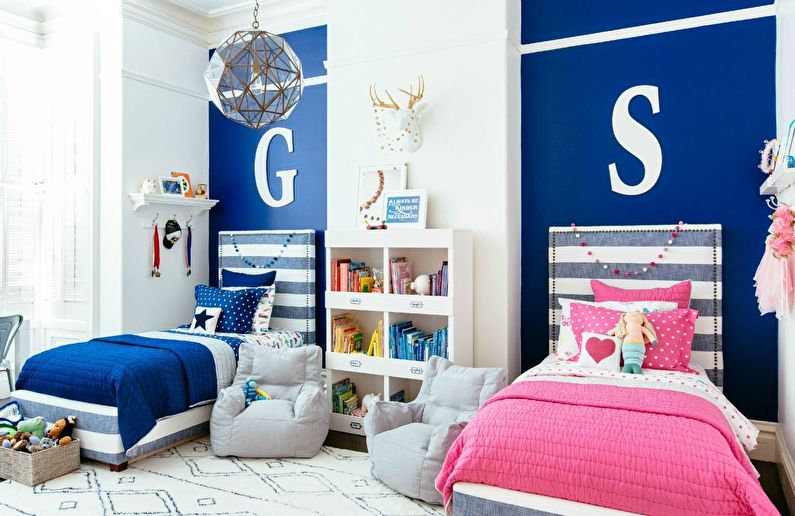 Interior design of a children's room for heterosexual children