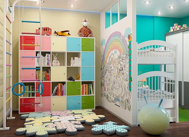 Interior design of a children's room for heterosexual children