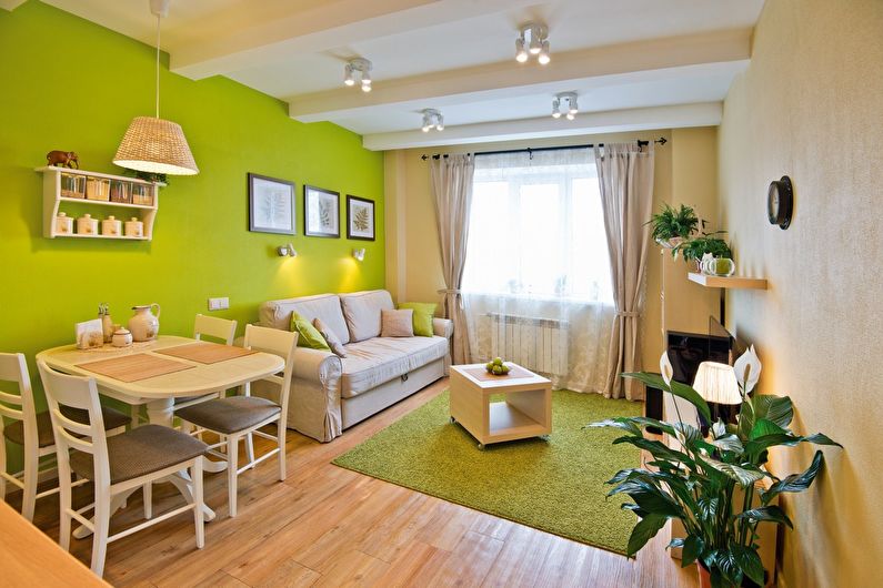 Green salas sa Khrushchev - interior design