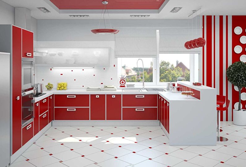 Cozinha Art Nouveau vermelho - design de interiores