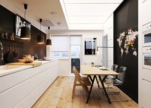 Het interieur van een klein appartement van 50 m².