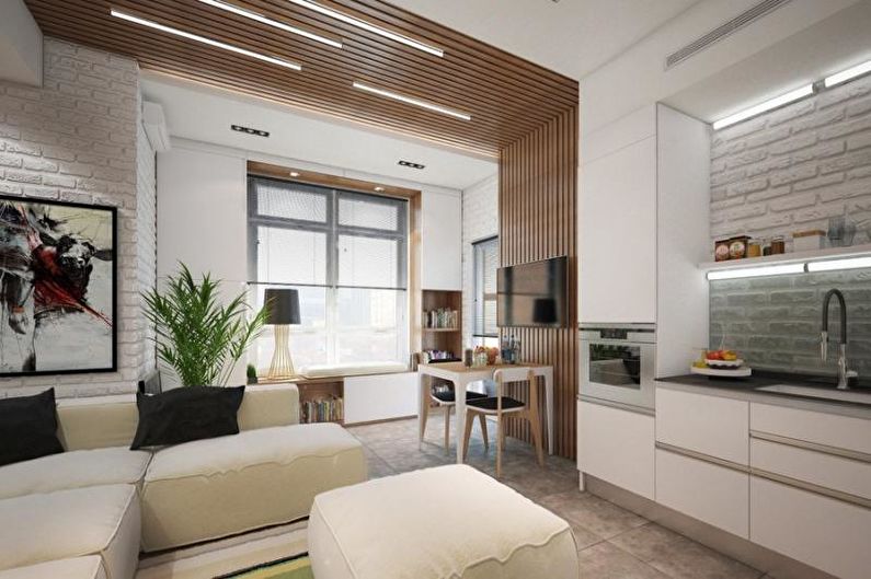 Diseño interior de un apartamento de una habitación de 30 m2. - Foto