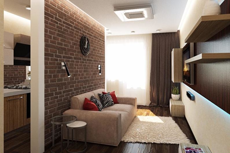 Diseño interior de un apartamento de una habitación de 30 m2. - Foto