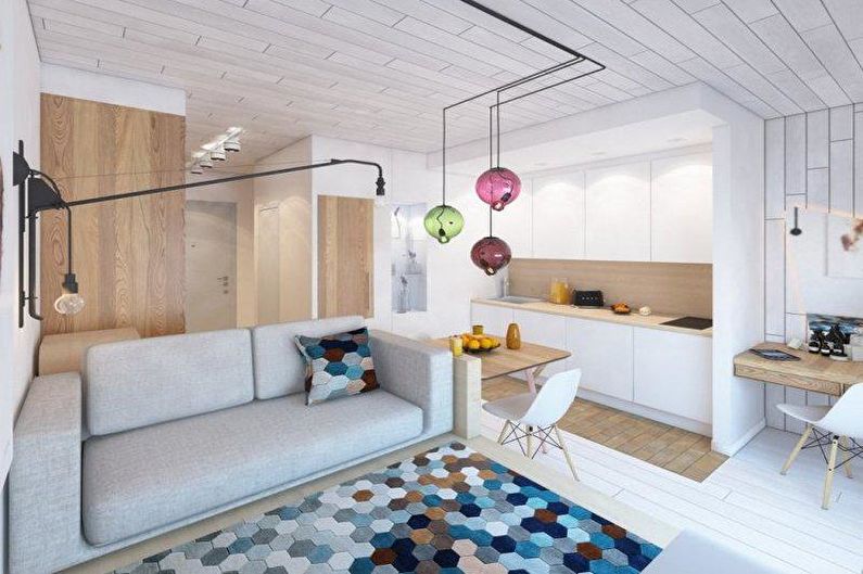 Diseño interior de un apartamento de una habitación de 30 m2. - Foto