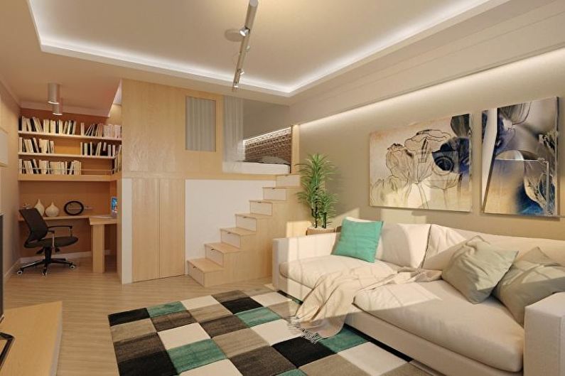 Diseño interior de un apartamento de una habitación de 30 m2. - Foto