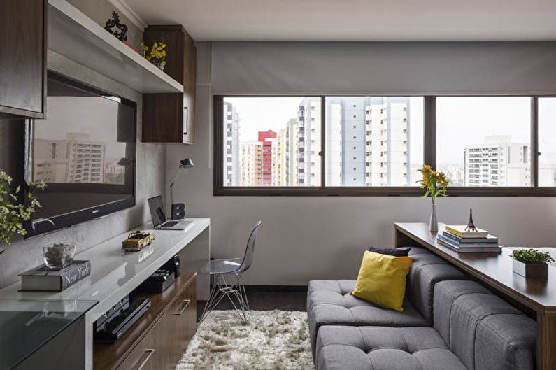 Design de interiores de um apartamento de um quarto de 30 m2 - Foto