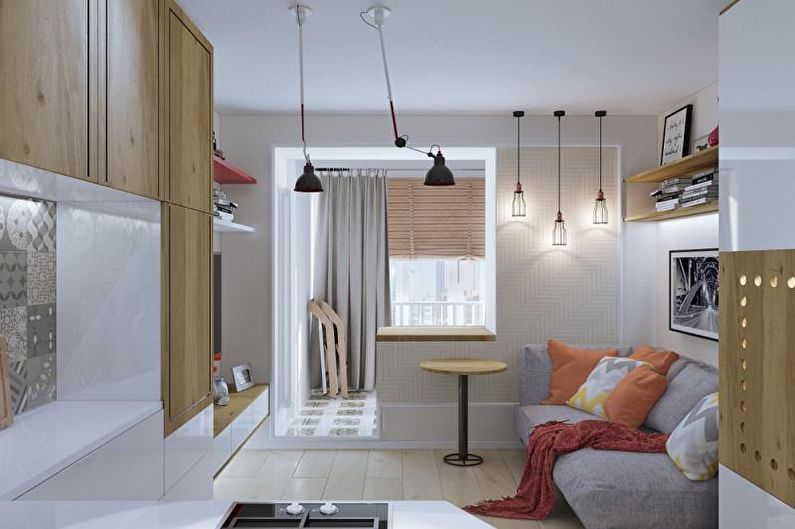 Disseny d’interiors d’un apartament d’una habitació de 30 m2. - Foto