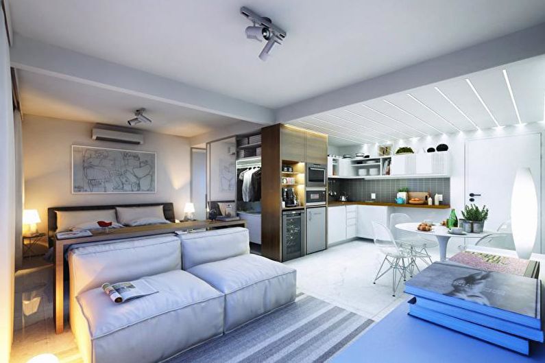 Diseño interior de un apartamento de una habitación de 30 m2. - Foto