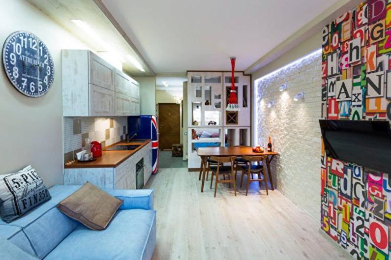 Design de interiores de um apartamento de um quarto de 30 m2 - Foto