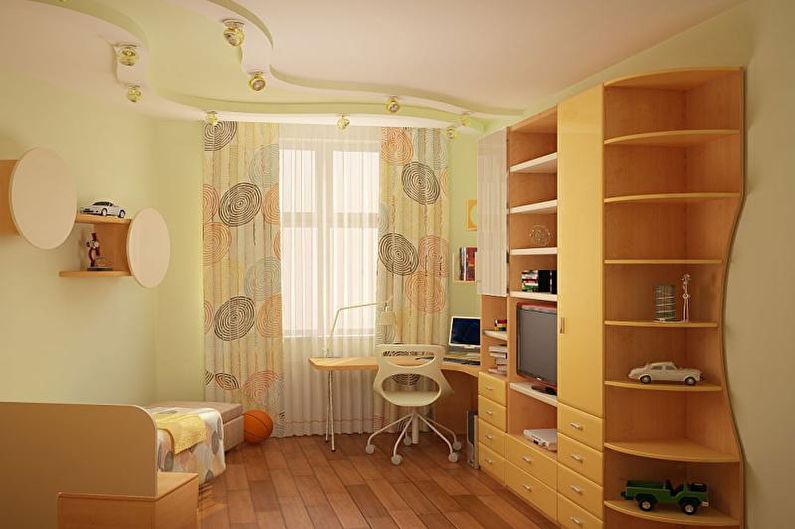 Drywall ceiling design in the nursery - photo