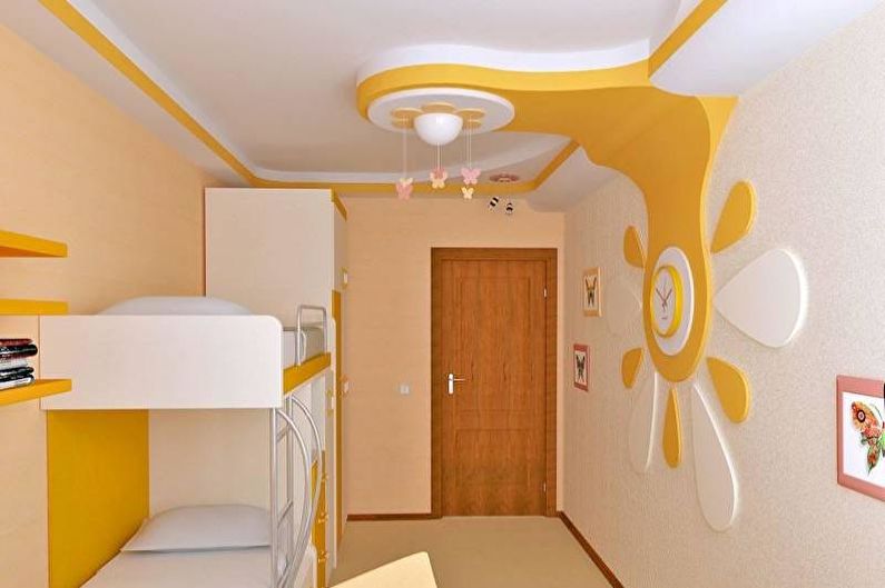 Drywall ceiling design in the nursery - photo