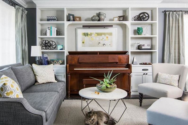 The interior of a small living room in a country house