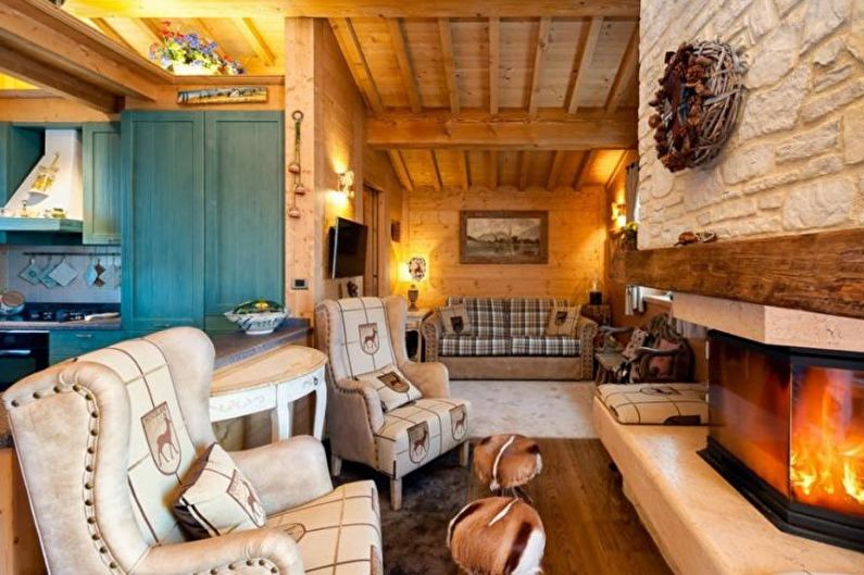 Disseny d’interiors d’una sala d’estar en una casa de camp - foto