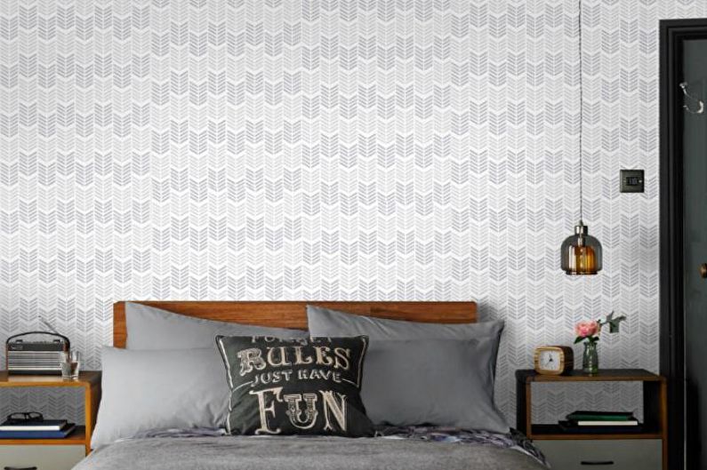 Non-woven wallpaper - Gray wallpaper in the interior