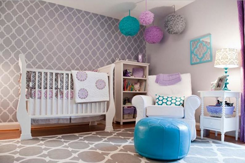 Gray wallpaper in the children's room - Interior design photo