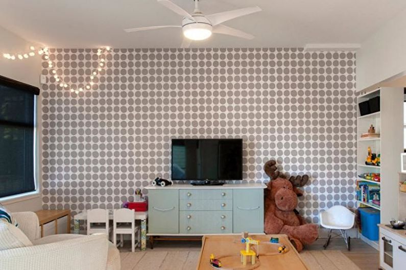 Gray wallpaper in the children's room - Interior design photo