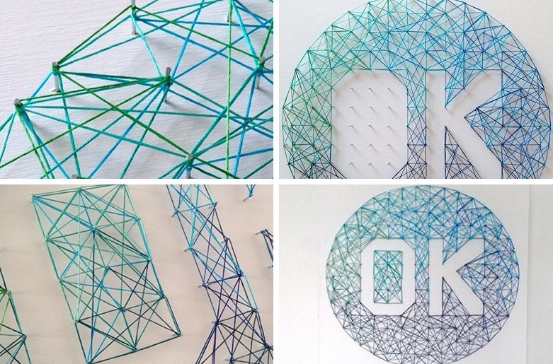 DIY obrazy pro interiér - String art