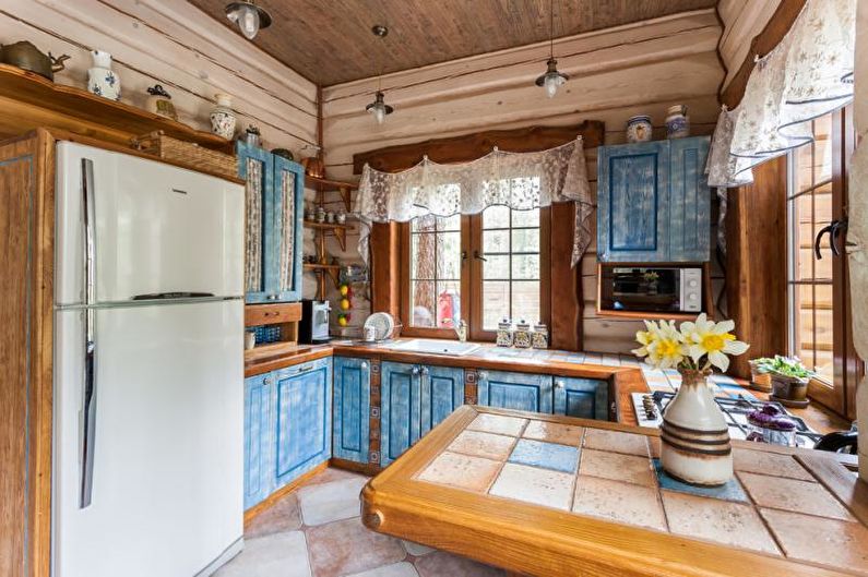 Blue Country Style Kitchen - Diseño de interiores