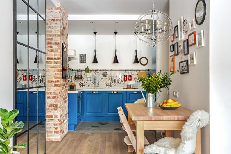 Blue loft style kitchen - Interior Design