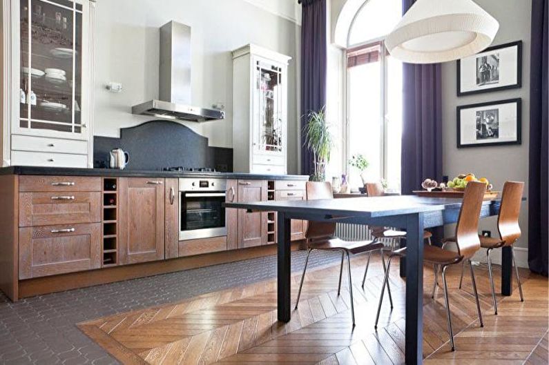 Cucina design in blu - Finitura a pavimento