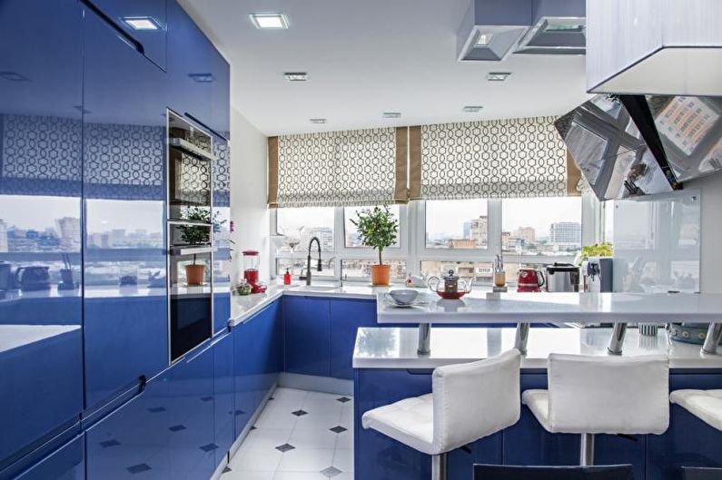 Design d'intérieur de cuisine dans les tons bleus - photo