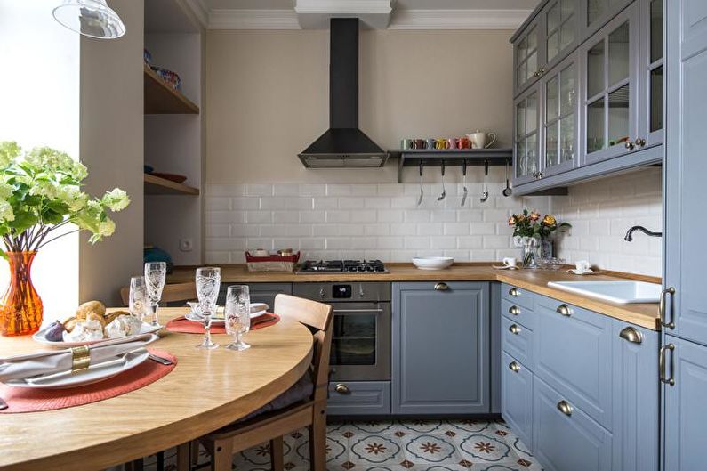 Design de interiores de cozinha em tons de azuis - foto