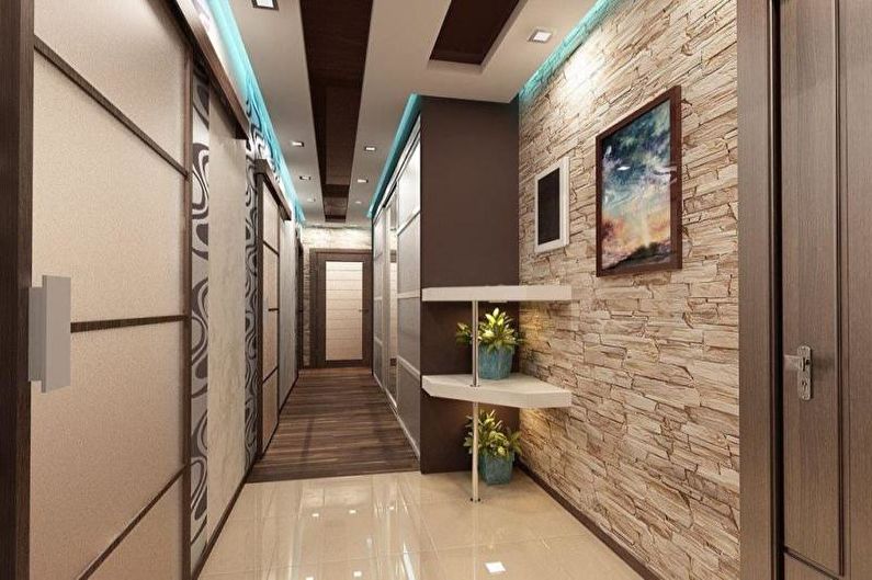 Decorative stone in the interior of the hallway - Finishing options