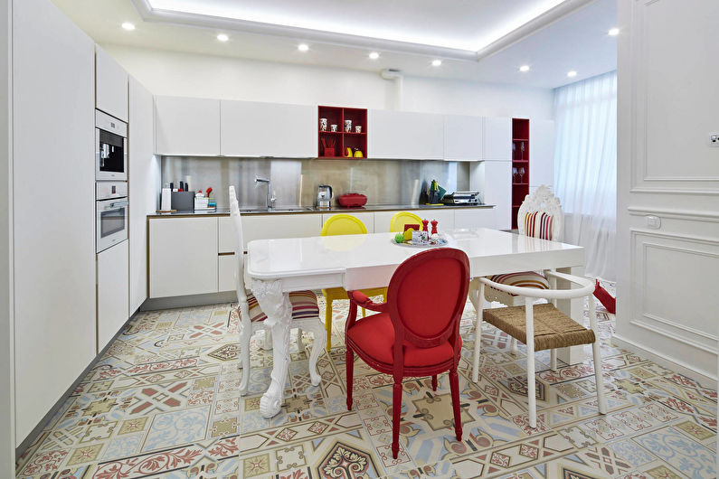 Design de interiores de cozinha em cores brilhantes - foto