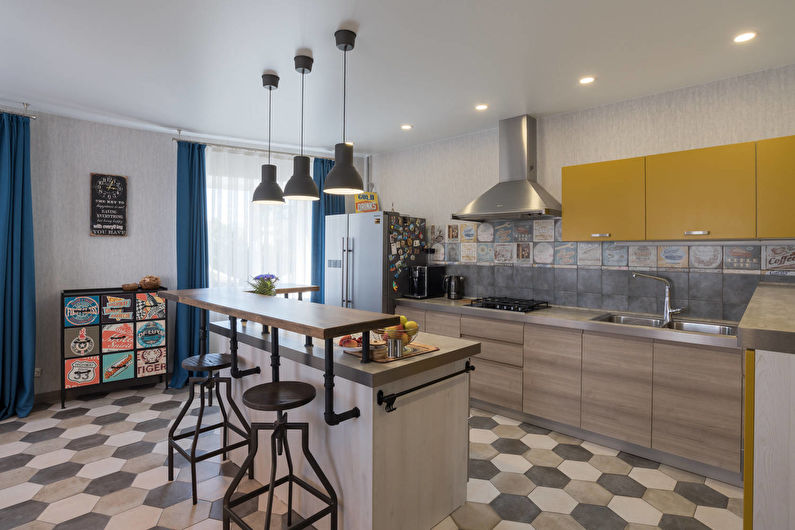 Design de interiores de cozinha em cores brilhantes - foto