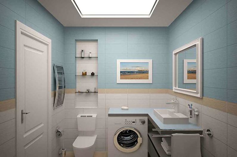 Banyo, banyo - Tek odalı bir dairenin tasarımı 33 m2.