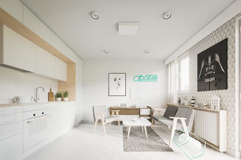 Design de interiores de um apartamento de um quarto 33 m2 - foto