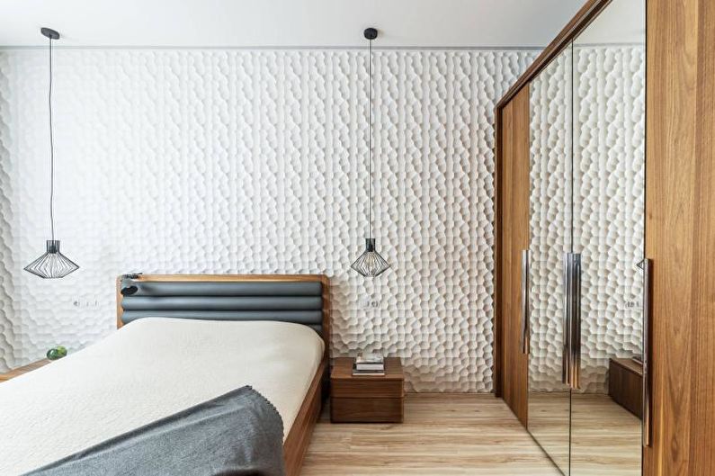 Binnenlands ontwerp van een witte slaapkamer - foto