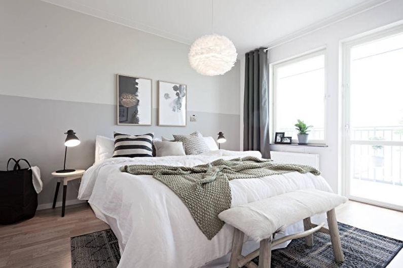 Interior design of a white bedroom - photo