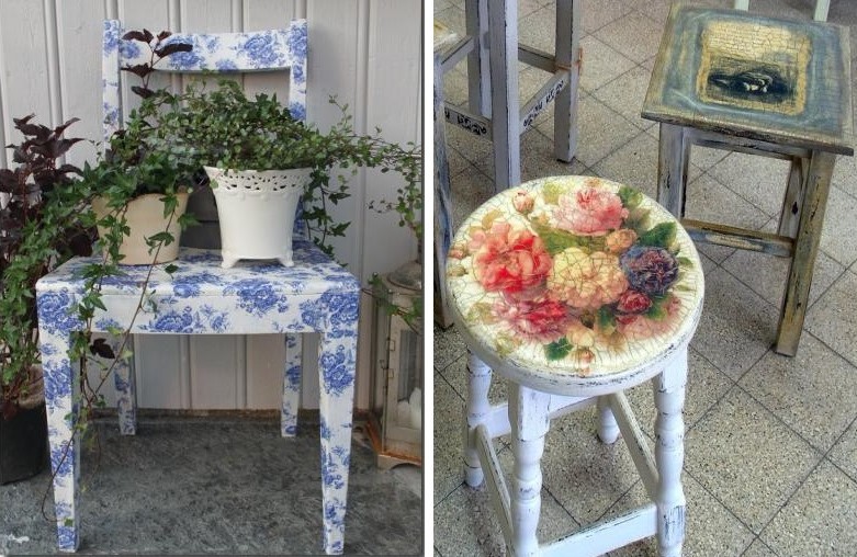 DIY decoupage møbler - Decoupage stoler