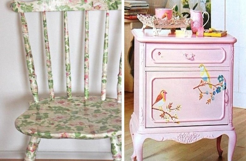 Mobilier Decoupage - fotografii și idei frumoase