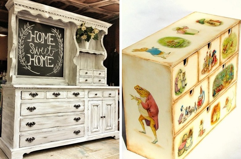 เฟอร์นิเจอร์ Decoupage - ภาพถ่ายและแนวคิดที่สวยงาม