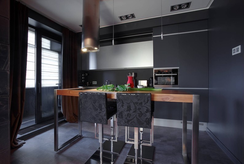 Cuisine noire dans un style moderne - Design d'intérieur