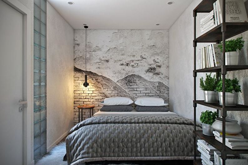 Glass blocks in the bedroom interior - photo