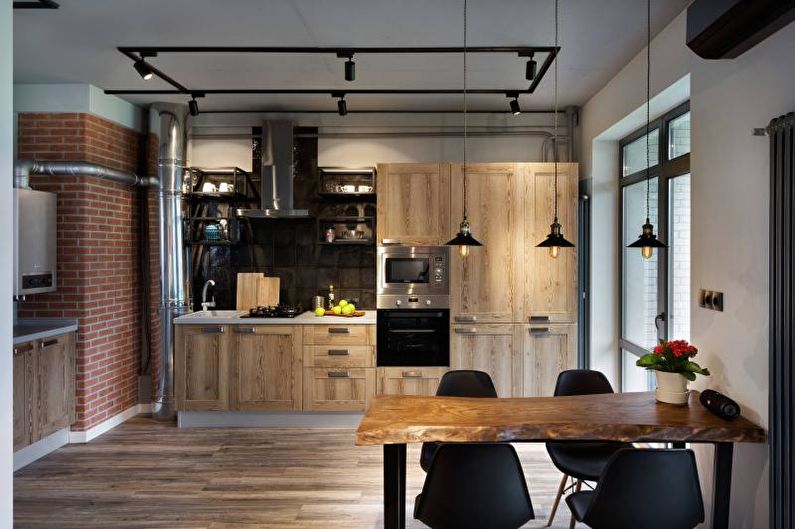 Cucina in stile loft bianco e nero - Interior Design