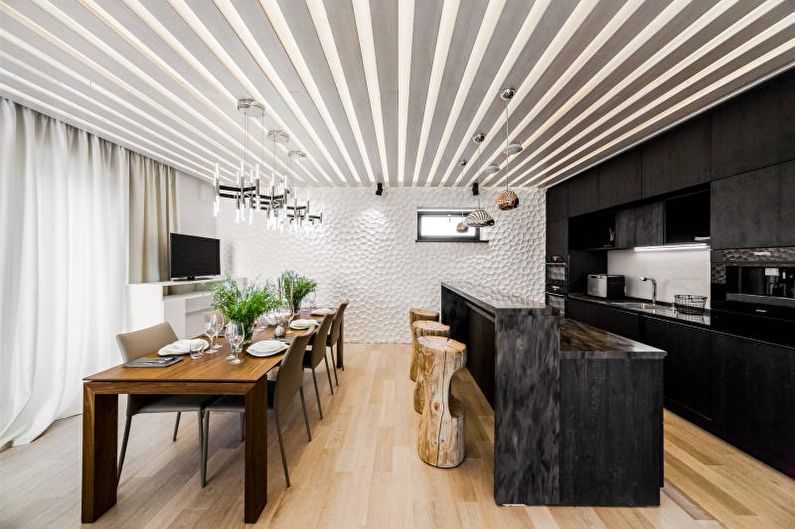 Diseño de cocina en blanco y negro - Decoración de pared