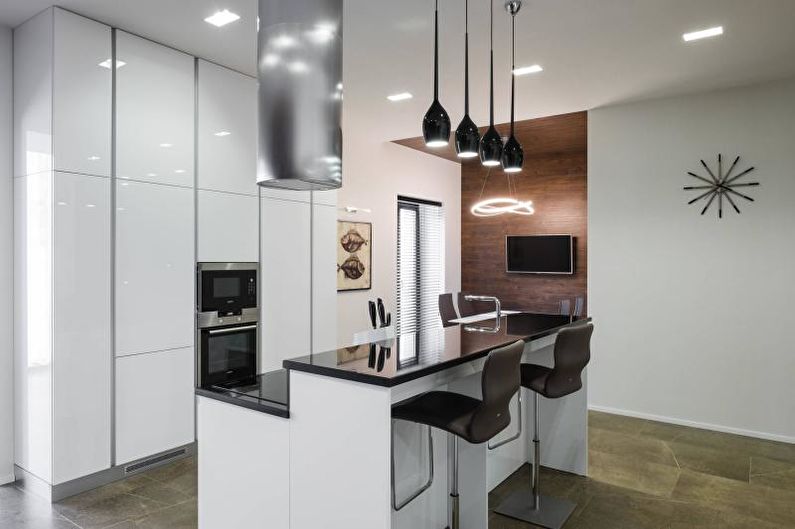 Design de interiores de cozinha preto e branco - foto