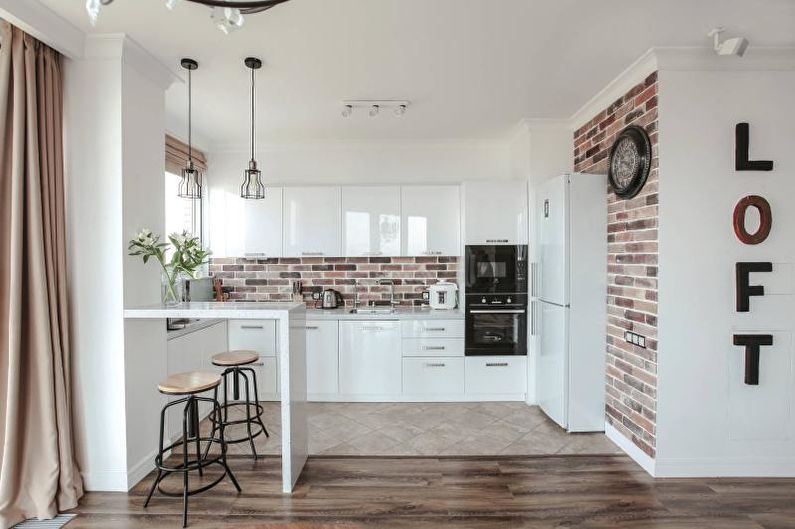 Zwart-wit keuken interieur - foto