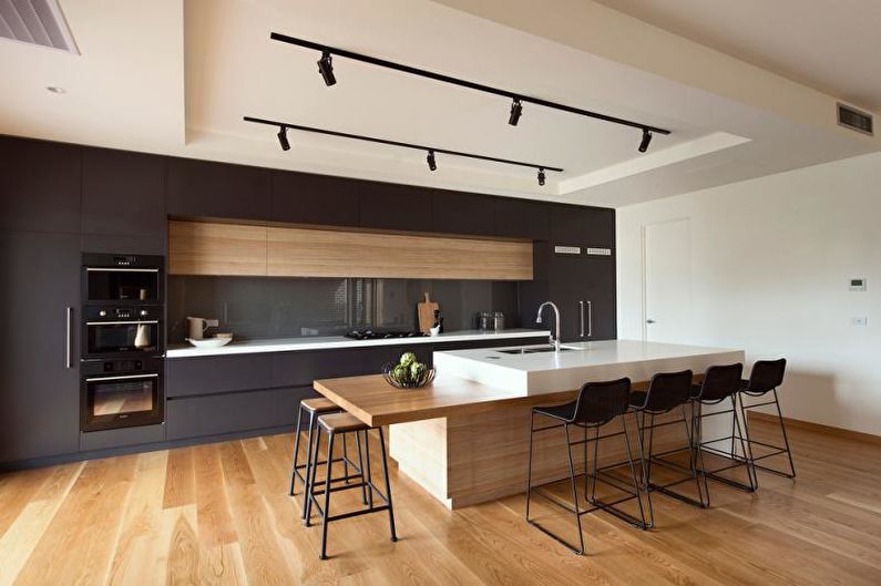 Design de interiores de cozinha preto e branco - foto