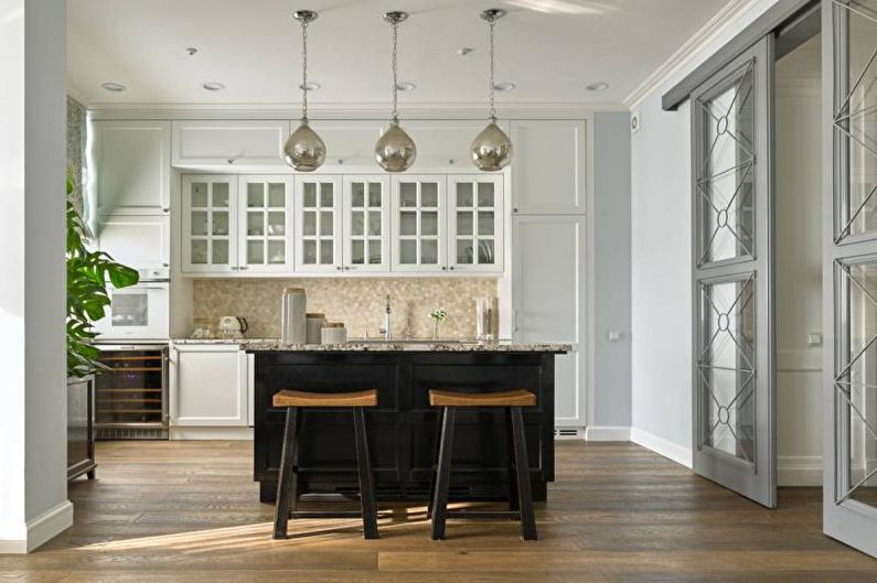 Interior design della cucina in bianco e nero - foto