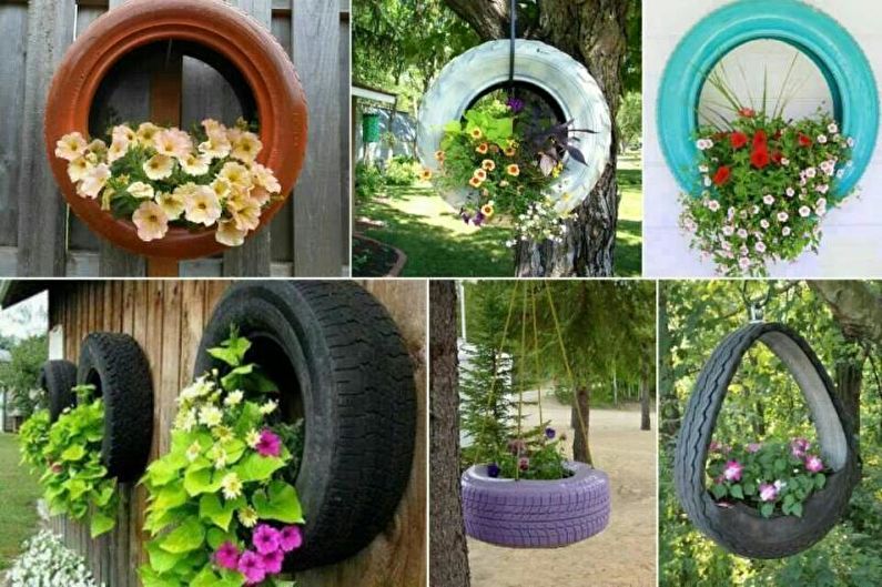 Flowers for the garden - Flower bed in tires