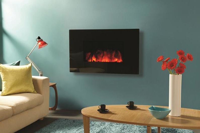 Wall-mount fireplace sa sala