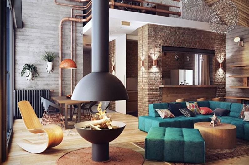 Chimenea en la sala de estar - Loft