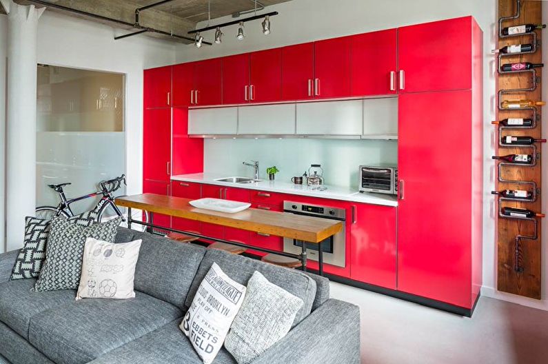 Cozinha estilo loft vermelho - Design de Interiores