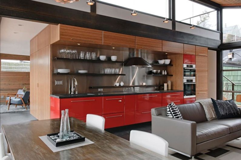 Cozinha estilo loft vermelho - Design de Interiores