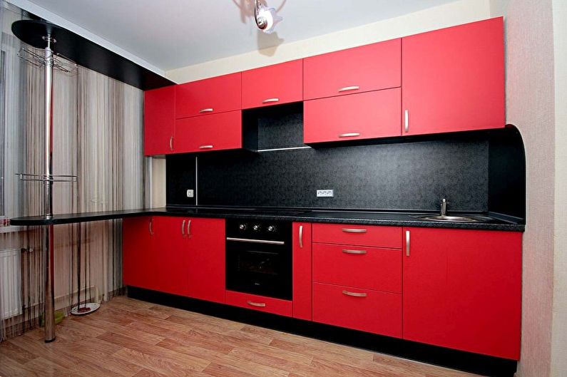 Design de interiores de cozinha em vermelho - foto